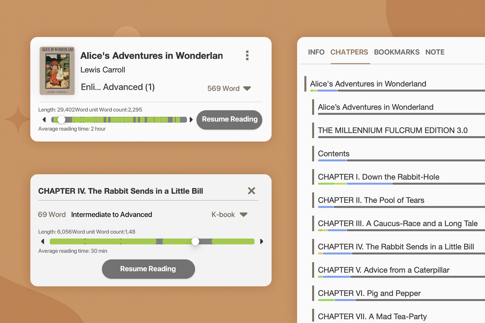 Flexible reading progress tracking
